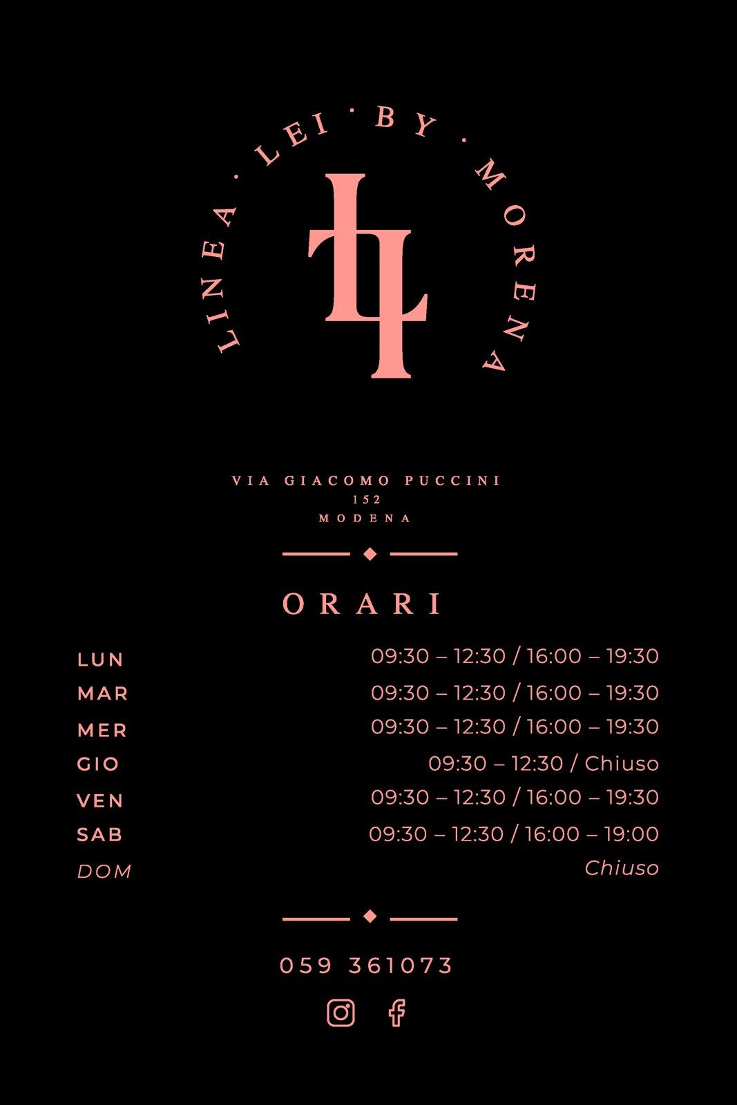 Door graphic with logo and opening hours