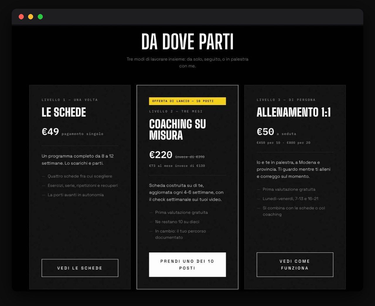 Pricing section